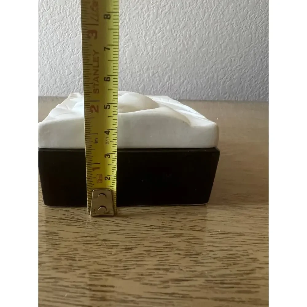 Vintage Hallmark Cat Trinket Box Bisque Porcelain 3D Black & White Cat MCM
